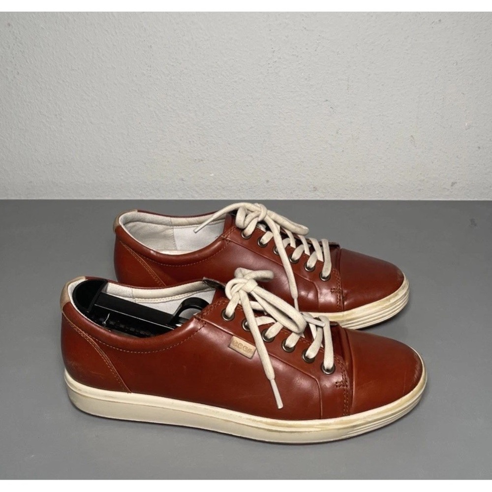 Ecco Soft 7 Casual Cognac Brown Leather Sneakers Women's 8-8.5 EU39